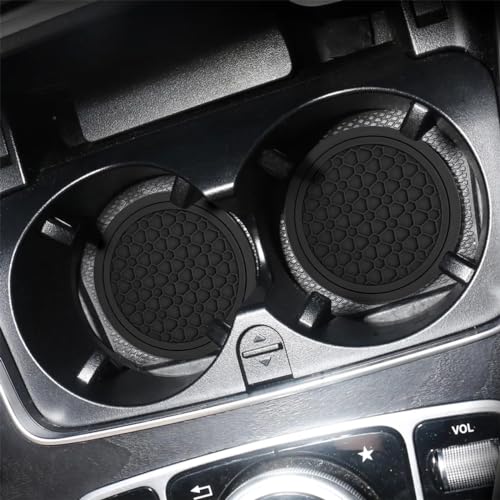 Image of Mandark 4PCS Car Cup Holder Coasters, 2.75 Inch Non-Slip Insert Water Bottle Holder Pads, Dustproof Automotive Interior Accessories Mat, Universal for Vehicles, Trucks, RVs and More(Black /Black)