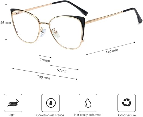 Miniatura 3 de kachawoo Lentes de bloqueo de luz azul, marco de metal de ojo de gato, anteojos para computadora para mujer, ella joven, lentes antiluz azul