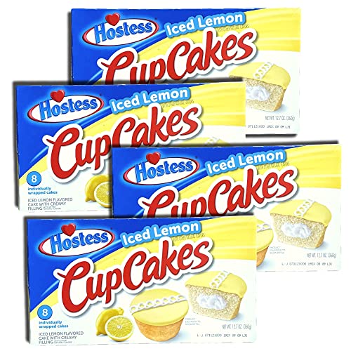 Iced Lemon Cupcakes By Hostess | Bundled By Tribeca Curations | Box Of 8 | Value Pack Of 4 (32 Total Cupcakes) #TOP5