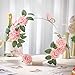 Suncalla 6 Pack Floral Hoop Centerpieces Table Decorations Kit Include 6 Metal Wreath Ring with 6 Wood Base 50 Rose Flower 12 Faux Butterfly for DIY Home Wedding Table Decor(Silver Hoop, Pink Rose)