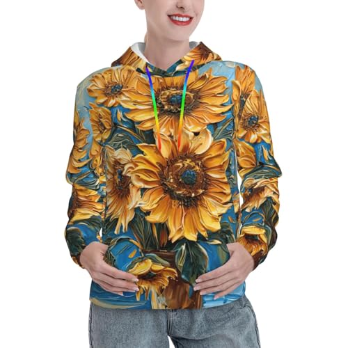 Sweat à capuche femme peinture à l'huile style décontracté pour l'automne