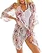 Women's Chiffon Floral Print Kimono Cardigan Open Front Beach Cover Ups Blouses Wraps Shawls Resort Wear