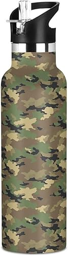 Miniatura 13 de Camouflage Gold Leakproof and BPA Free Reusable Water Bottle with Straw Lid Double-Wall Vacuum Insulation for Gym Sports