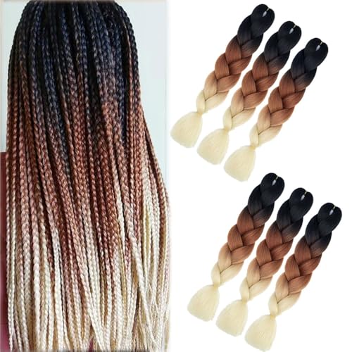 treccine africane extension bionde 6pcs 24 "Ombre braiding hair kanekalon