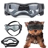 Small Dog Goggles - UV, Wind & Dust Protection Sunglasses with Adjustable Strap (Black)