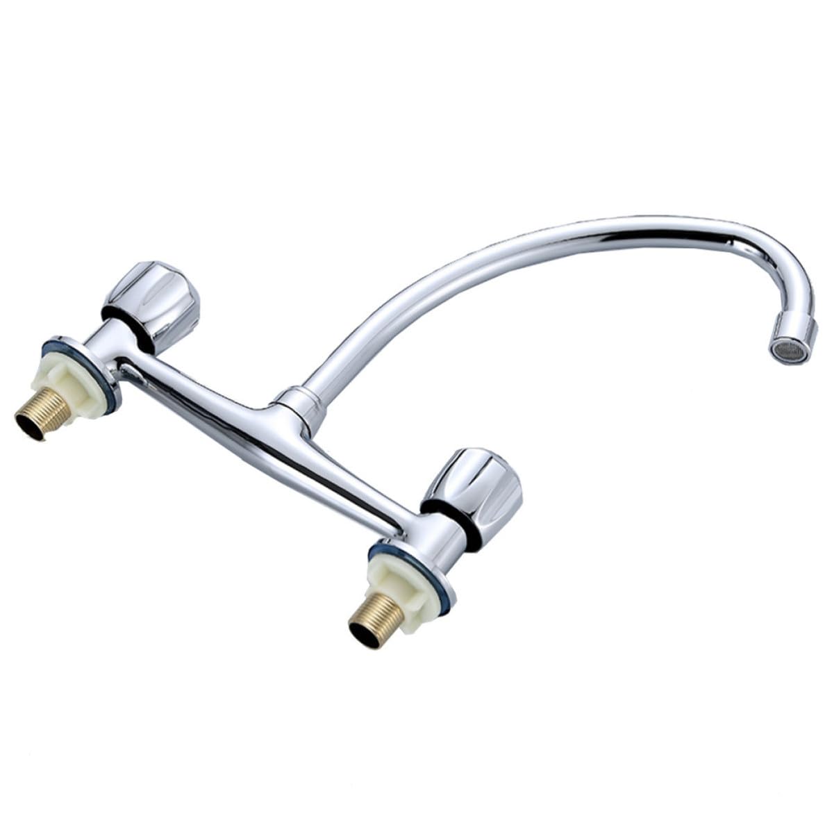 Grifo de cobre con doble manija regulable y caño giratorio para lavabo de baño
