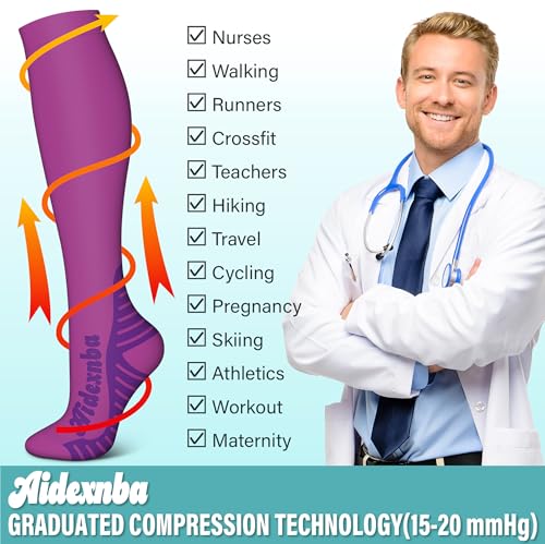 Image of 3 Pairs Compression Socks for Women and Men 15-20mmHg-Circulation Support Socks- Best for Medical,Running,Athletic