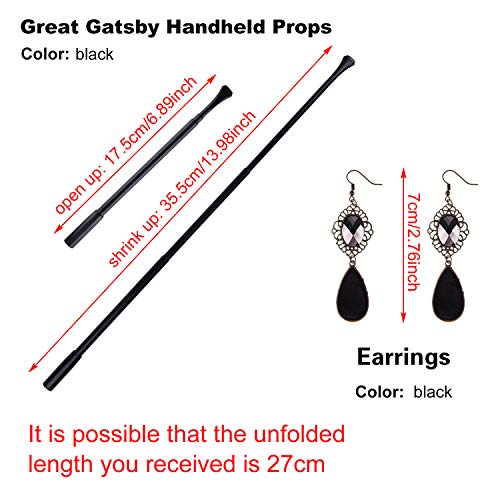 FEPITO 1920s V-hals pailletten kralen franjes jurk met 20s accessoires set - Image 7