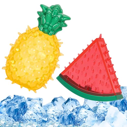 Giocattoli da Masticare per Dentizione per Cuccioli Gioco Rinfrescante per Cani Giocattolo Congelabile L'Estate A Forma di Anguria e Ananas giocattoli Interattivi Per cani di Taglia Piccola e Media