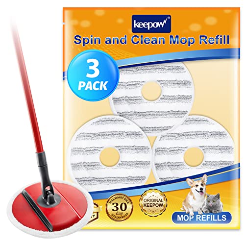 Tête de balai à franges KEEPOW compatible Vileda Spin and Clean en lot de 3 recharges lavables