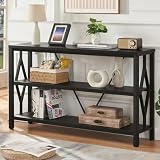 HOMISSUE Sofa Console Table, Rustic Console Table with 3-Tier Storage, Engineered...