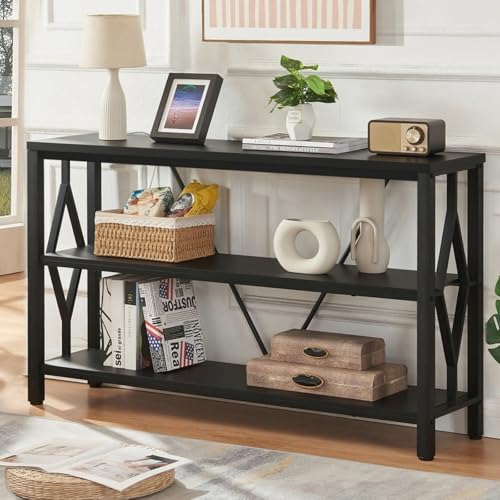 HOMISSUE Sofa Console Table, Rustic Console Table with 3-Tier Storage,