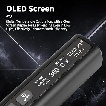 Soldering Iron 96W, ZOYI N1 Smart Electric Soldering Station with OLED Display, Fast Heating Adjustable Temperature Soldering Kit, PD/QC USB-C Charging, Precision Welding Tool for Electronics Repair