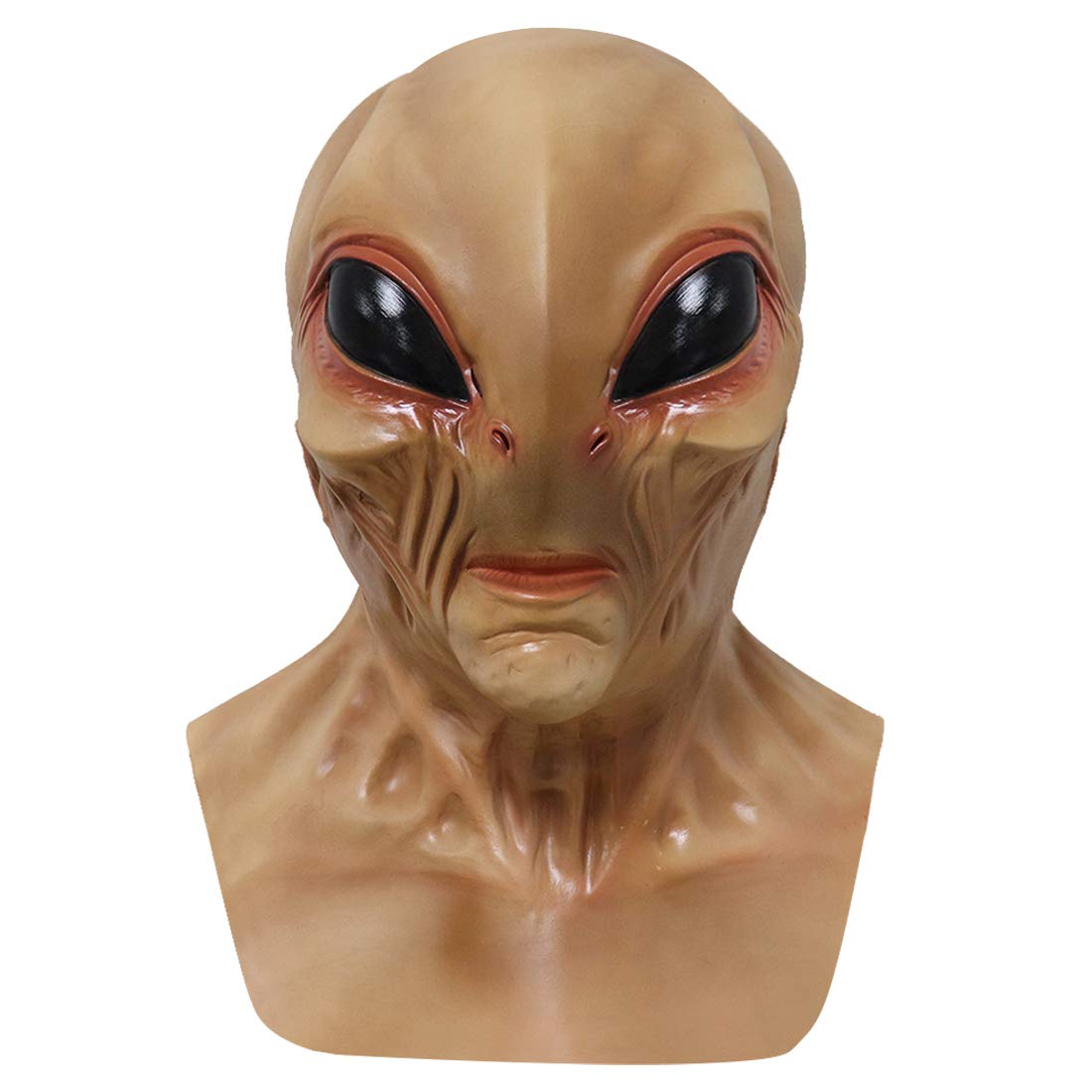 Makoike Alien Mask Halloween Realistic Green Alien Full Head Masks Carnival Halloween Costume Cosplay Latex Props Adults (White)