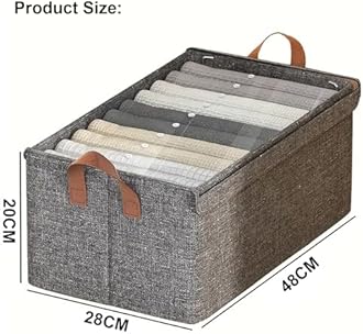 House of Quirk Durable Linen Closet Organizers and Foldable Flip Storage Baskets, Rectangle Storage Boxes for Pants, Shirt, Sweaters, Bra Panty, Socks (Pack 3, Dark Grey), Clothing