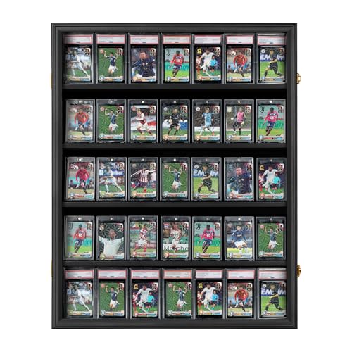 Sboitflmm 35 Graded Sports Card Display Case, Large Lockable Baseball Card Display Cabinet, with UV Protection Acrylic Door for Baseball Basketball Cards,Vertical by Sboitflmm - Used condition - CA$33.58
