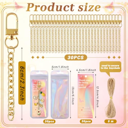 Image of Wurosi 30 Pcs Metal Keychain Making Kit, Bag Charm Chains,Gold