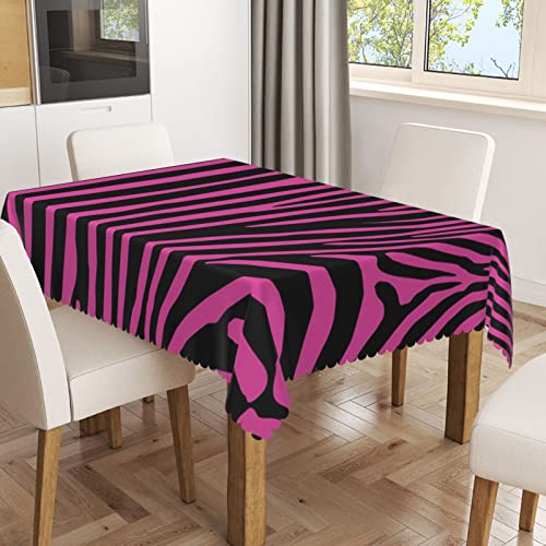 Zebra Print Tablecloth, 60X120 Inch, Waterproof Stain Wrinkle Resistant Print Table Cover, For Family Kitchen Gatherings Dining Dinner Decor-Rectangle Table Clothes For 8 Ft Tables, Fuchsia And Black #TOP2