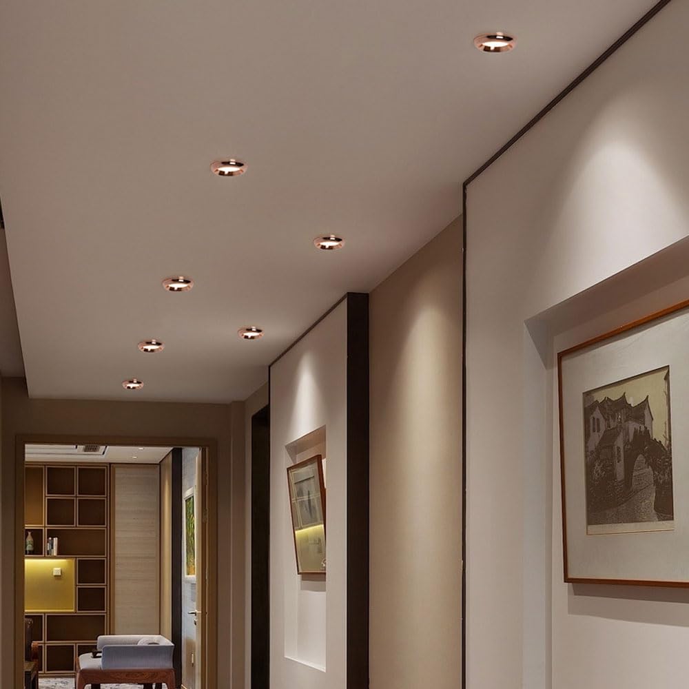 4 Sztuki Wpuszczanych Lamp Sufitowych Led, 3,5-Calowa Metalowa Oprawa Oświetleniowa 3Cct, Ściemnialna, Regulowana Temperatura Barwowa 3000K/4000K/6000K, Różowozłota Listwa Maskująca, Oświetlenie Led