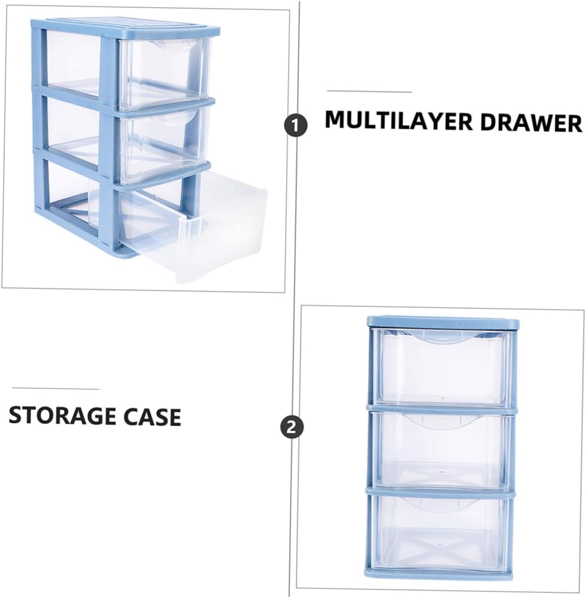 2pcs Multi-layer Desktop Drawer Organizer Boxes Transparent Dustproof Cosmetic Storage Cases with Large Capacity for Stationery and Sundries Blue Pink Elevated Design Stylish and