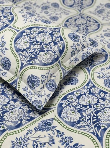 Image of Mafatlal 186 TC Grace Cotton Bedsheet for Single Bed | 90 x 60 Inch | Soft, Breathable & Durable Pure Cotton Fabric | Includes Pillow Cover | Powder Blue