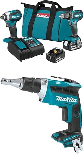 XT281S 18V LXT 2-Pc. Combo Kit (3.0Ah) with Makita XSF03Z 18V LXT Lithium-Ion Brushless Cordless Drywall Screwdriver (Bare Tool Only)