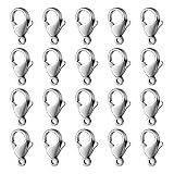 120PCS 9MM Lobster Clasps 304 Stainless Steel Lobster Claw Clasps Bulk for Jewelry Making DIY Neckla