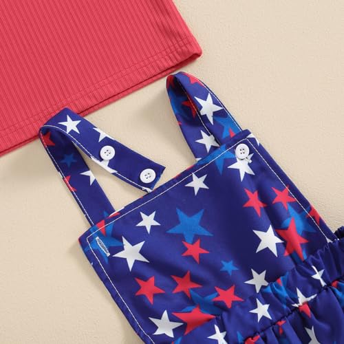 Image of Toddler Baby Girl Summer Clothes Kids Short Sleeve Solid T-Shirt Ruffle Daisy Skirts Overalls Dress Outfit 18M-6T