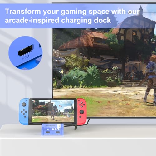 PowerLead Estação de ancoragem retrô estilo Arcade – estação de ancoragem para switch OLED, estação