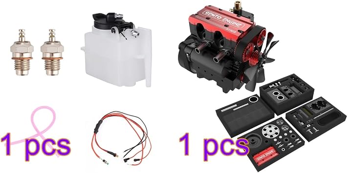 SEMTO ST-NF2 Mini Inline Twin Engine Assembly Set, 7.0cc Four-Stroke Metal Engine with Ignition Starter Accessories, Mechanical Hobby and Engineering Model