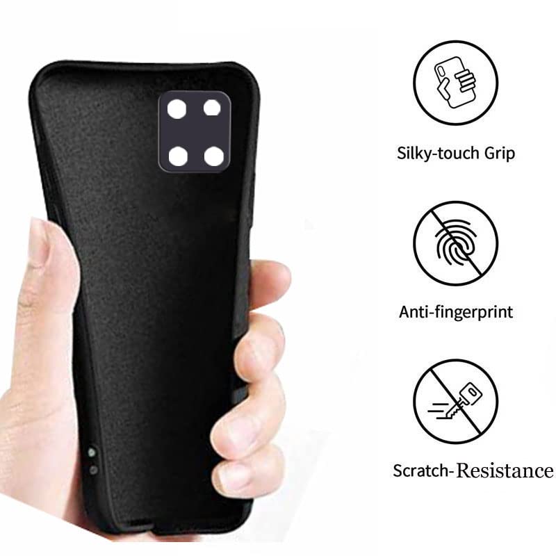 Image of A rtistque Liquid TPU Silicone Matte Shockproof with Camera Protection Soft Back Cover Case for Samsung Galaxy Note 10 Lite - Black