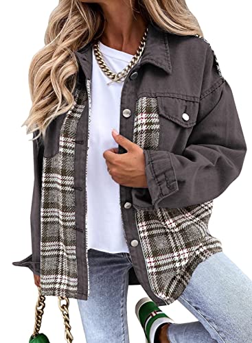 SHEWIN Womens Jean Jacket Spring Fashion 2026 Long Sleeve Cozy