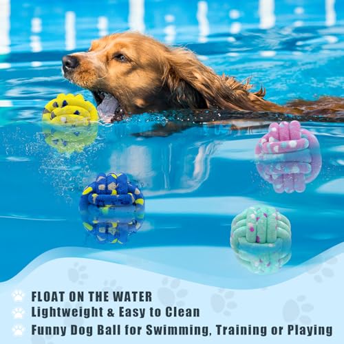Magicorange Dog Balls 4 Pack Tennis Ball Toys Dog Toy for Aggressive Chewers Indestructible Teething Chew Toys Water Toy Fetch Ball for Dogs - Thumbnail 6