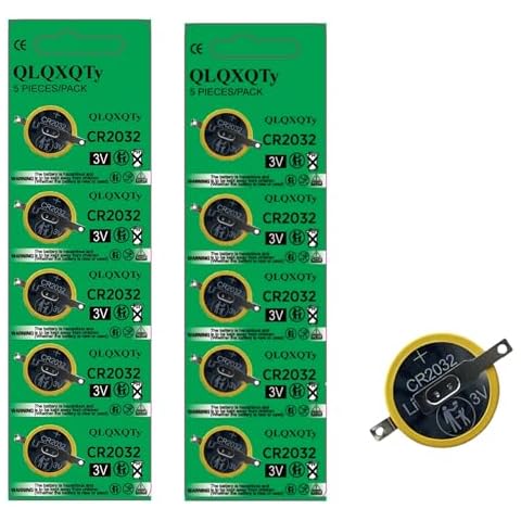 QLQXQTy 10PACK CR2032 Battery with Solder Tabs 3V Lithium Battery for Sensor Radio Gameboy Color Game Battery Replacement Cover