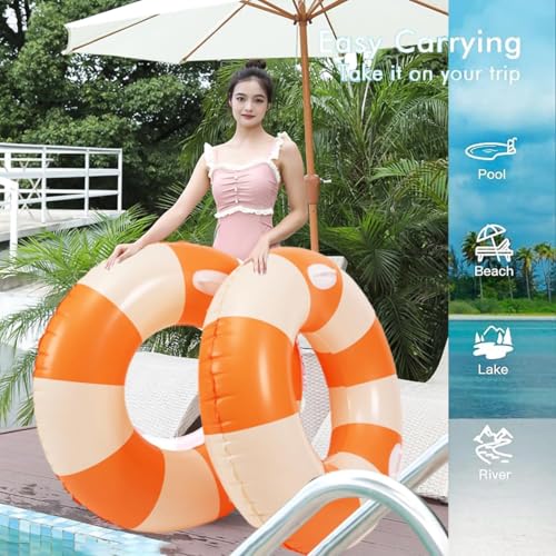 Image of 2 PCS Inflatable Pool Floats for Swimming Pool Party Lake Beach Adults - Floaties Pool Tubes Swim Rings Tubes Floaties for Beach Pool Party Decorations