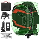 16-Linien Kreuzlinienlaser, 4 x 360 ° Laser Wasserwaage Horizontale und Vertikale Kreuzlinie, Wiederaufladbarer Laser,Magnetische/hebbare/drehbare Basis für den Innenbereich