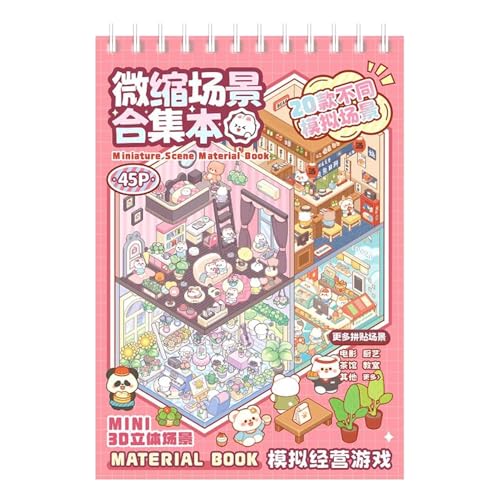 Miniature Scene Stickers, Miniature Scene House Stickers Book, Make Your Own Room Stickers, Three...