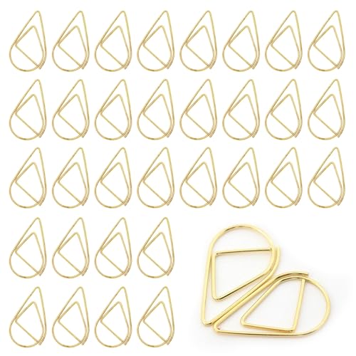 Gold Paper Clips, 200 Pcs Small Paperclips Gold Cute Drop Shaped Paper Clips Teardrop Golden Small Water Drop Paperclips for Books image 6