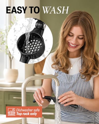 Image of Zulay Kitchen Premium Garlic Press Set - Rust Proof Professional Garlic Mincer Tool - Easy-Squeeze, Easy-Clean with Soft, Ergonomic Handle - Silicone Garlic Peeler & Brush (Black)