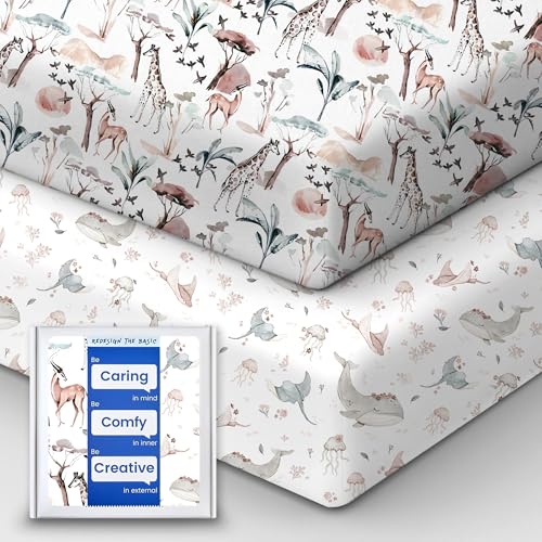 Image of Baby Crib Sheets Girl, TotBasic Premium Soft Pink Crib Mattress Sheet, Ultra Breathable Crib Sheet Fitted, Super Stretchy Jersey Cotton Crib 28" x52‘’x9'' Extra Deep Pocket