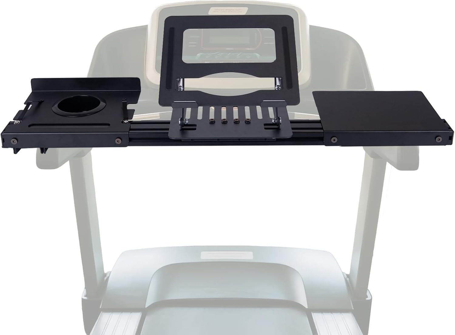 Treadmill Desk Attachment, Laptop Holder Adjustble Height Width, Workstation for Treadmill Handlebars, Universal Treadmill Table with Cup Holder and Tray