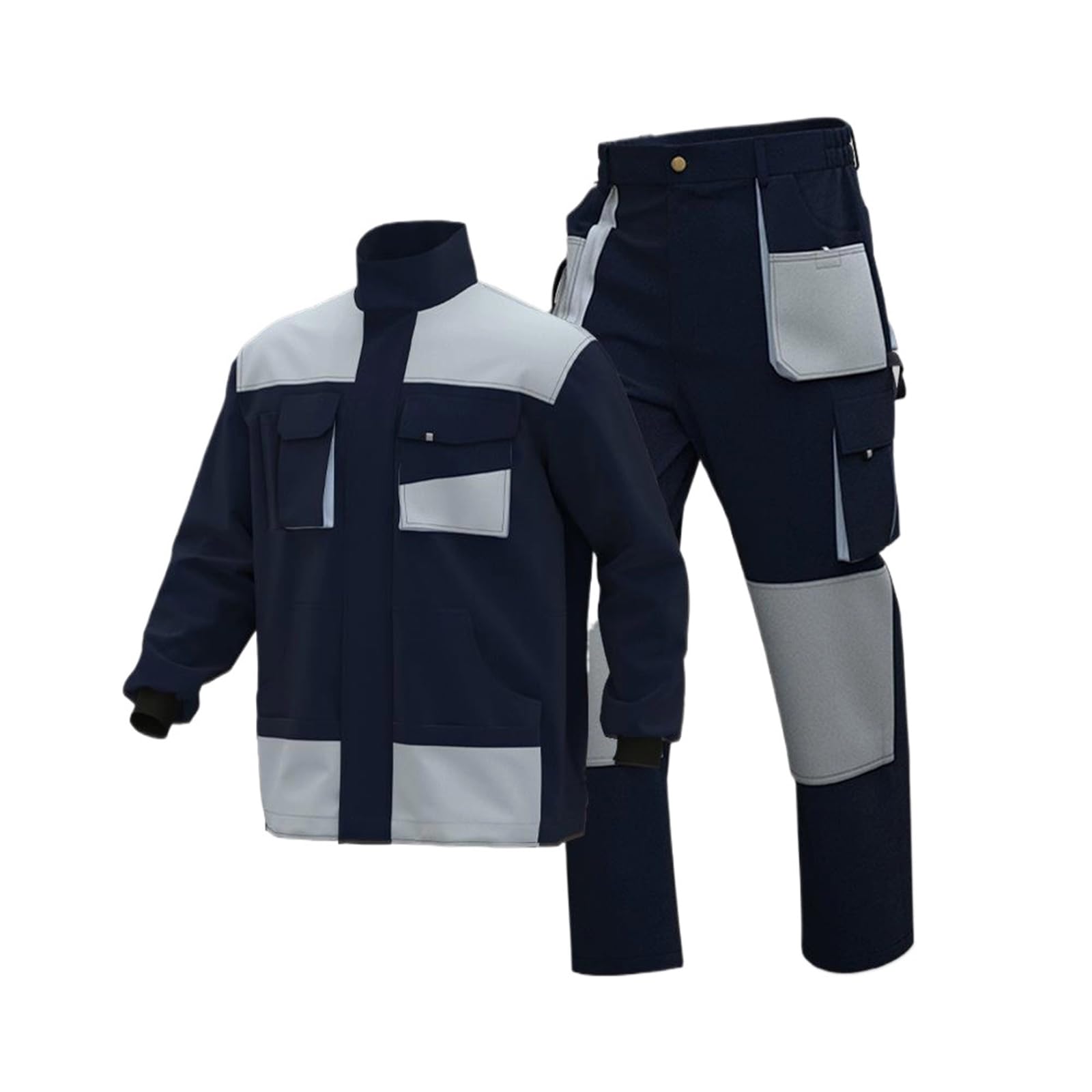 Maizoon Traje de Trabajo Multifuncional para Hombre Conjunto de Chaqueta de Manga Larga y Pantalón Con Cremallera y Múltiples Bolsillos para Mecánico Taller
