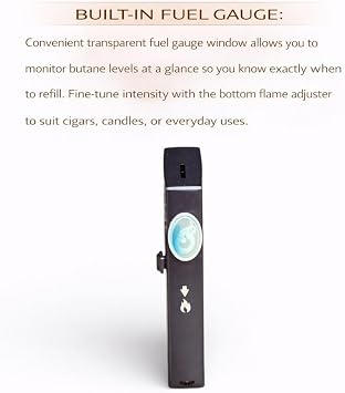 Newport Zero Pocket Torch Lighter, Portable Refillable Butane, Single Wind-Resistant Flat Flame, Fuel Gauge, Metallic Design, Gift Box