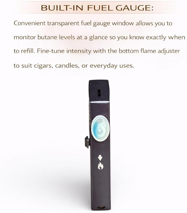 Newport Zero Pocket Torch Lighter, Portable Refillable Butane, Single Wind-Resistant Flat Flame, Fuel Gauge, Metallic Design, Gift Box
