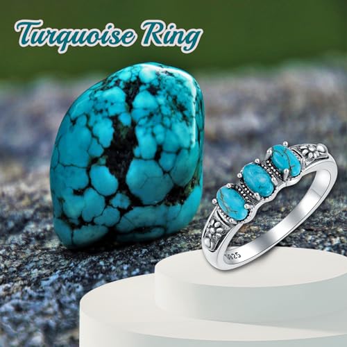 Bague turquoise véritable argent 925 pour sublimer vos mains délicates - 6