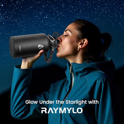 Image of RAYMYLO Insulated Water Bottle 64 oz, Triple Wall Vacuum Stainless Steel (Cold for 48 Hrs), Leak Proof & Non-BPA, Half Gallon Water Flask Jug with Paracord Handle & Straw Spout Lids