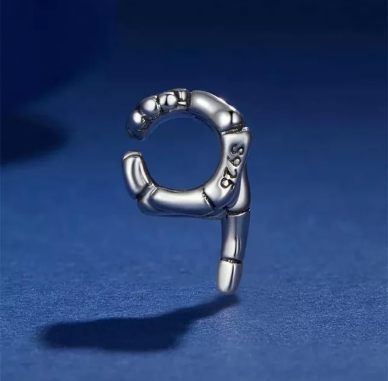 FLXHHX Abalorio De Mano De Esqueleto para Halloween, Plata De Ley 925 Auténtica, Compatible con Pulsera