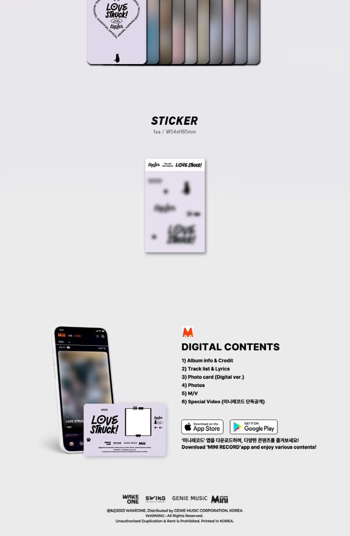 Kep1er LOVESTRUCK! 4th Mini Album Platform Version Case+1p QR Type Mini Card+2p Selfie PhotoCard+9p PhotoCard SET+1ea Sticker+Tracking Sealed