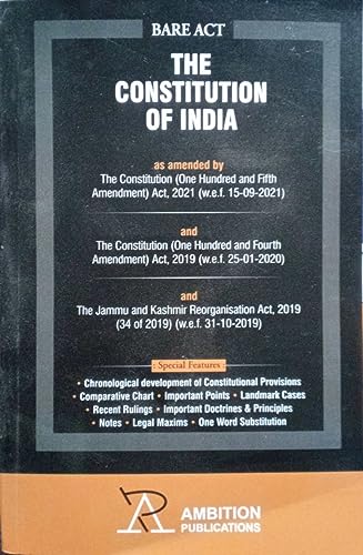 Ambition The Constitution of India Bare Act in english with lates...
