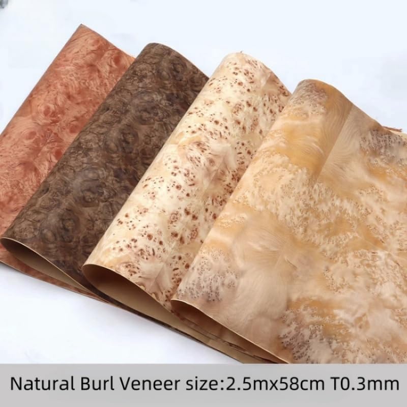 Placage de loupe naturelle for décoration de meubles de luxe, grain de bois exotique de noyer, taille: 58 x 250 cm (épaisseur: 0,25 mm).(2 Burl Veneer)